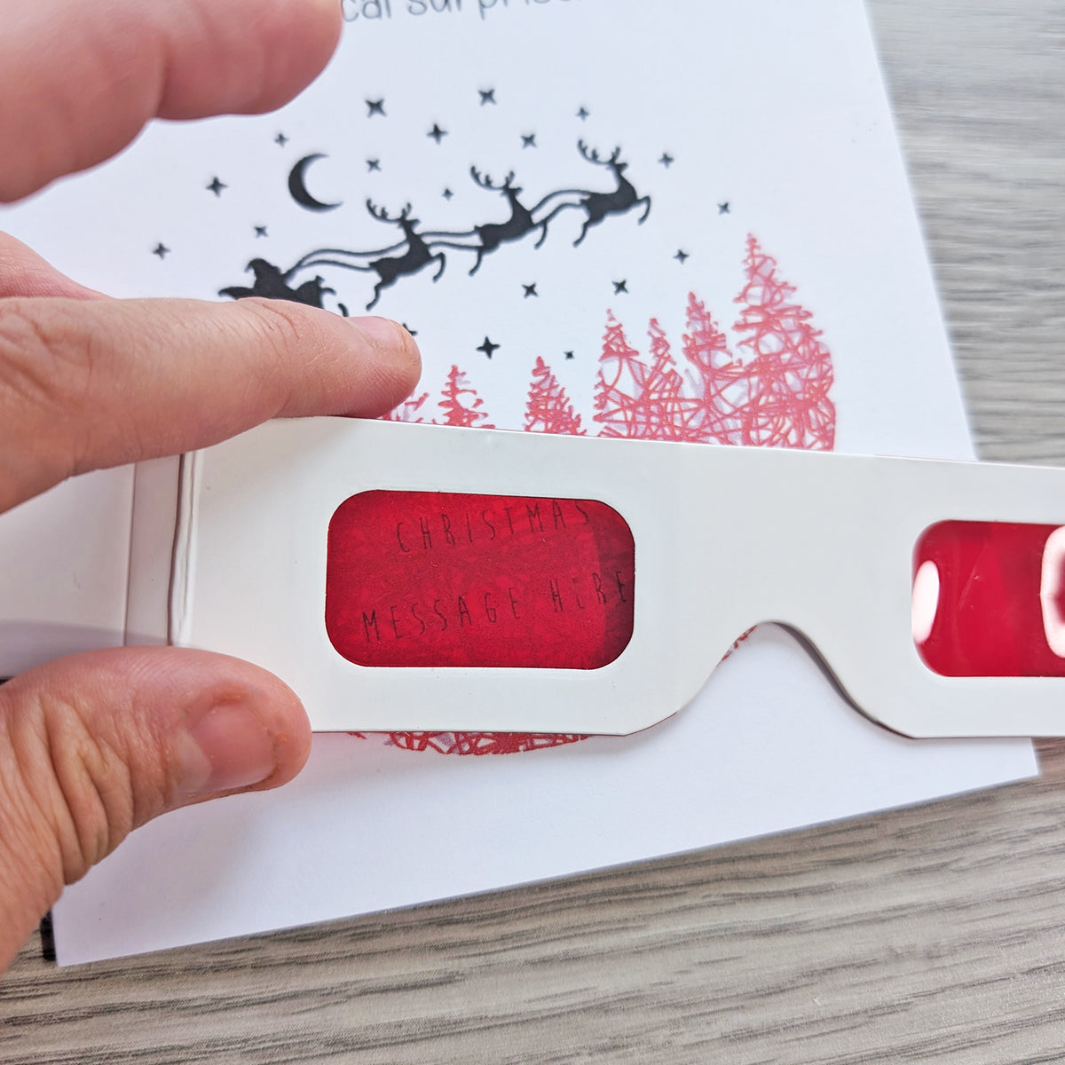 Personalised Christmas Santa Card with 3D Glasses – Hidden Surprise Message or Gift Reveal