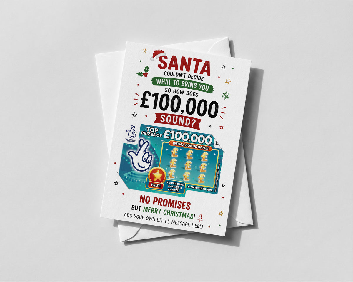 Christmas Scratch Card Holder Personalised Lottery Ticket Gift Stocking Filler