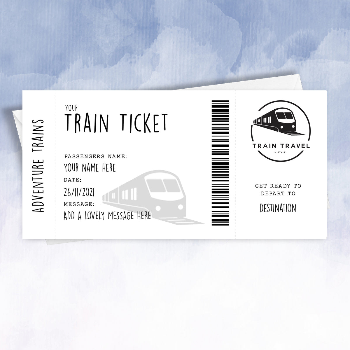 Personalised Train Ticket Reveal Surprise Journey Gift Custom Travel