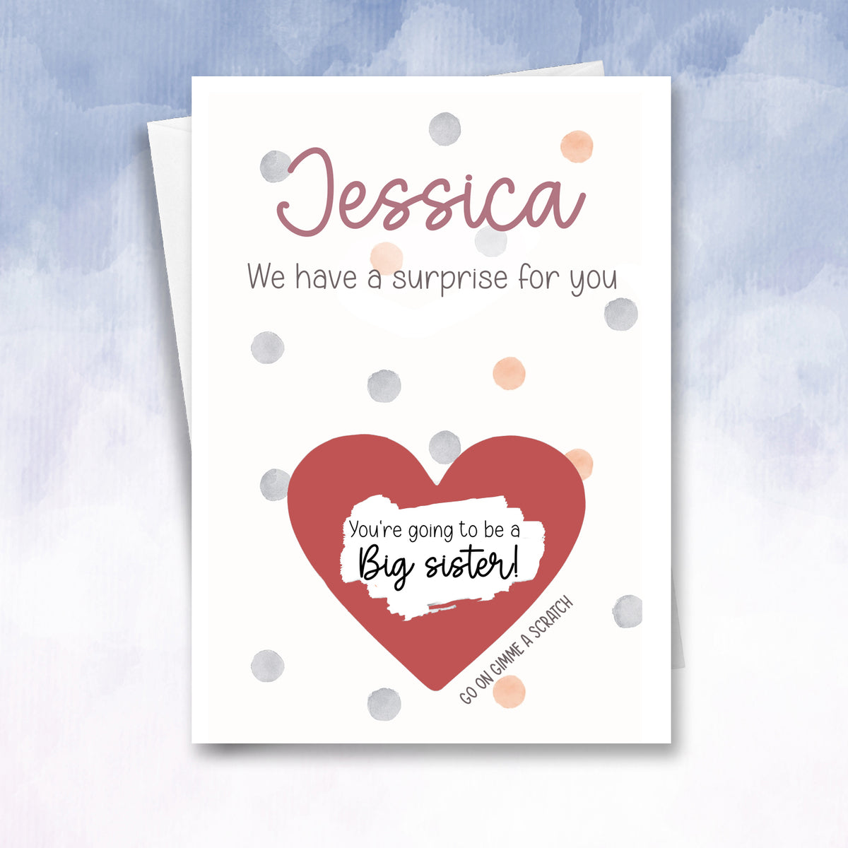 Personalised Big Sister Scratch Card – Pregnancy Reveal Announcement for Children