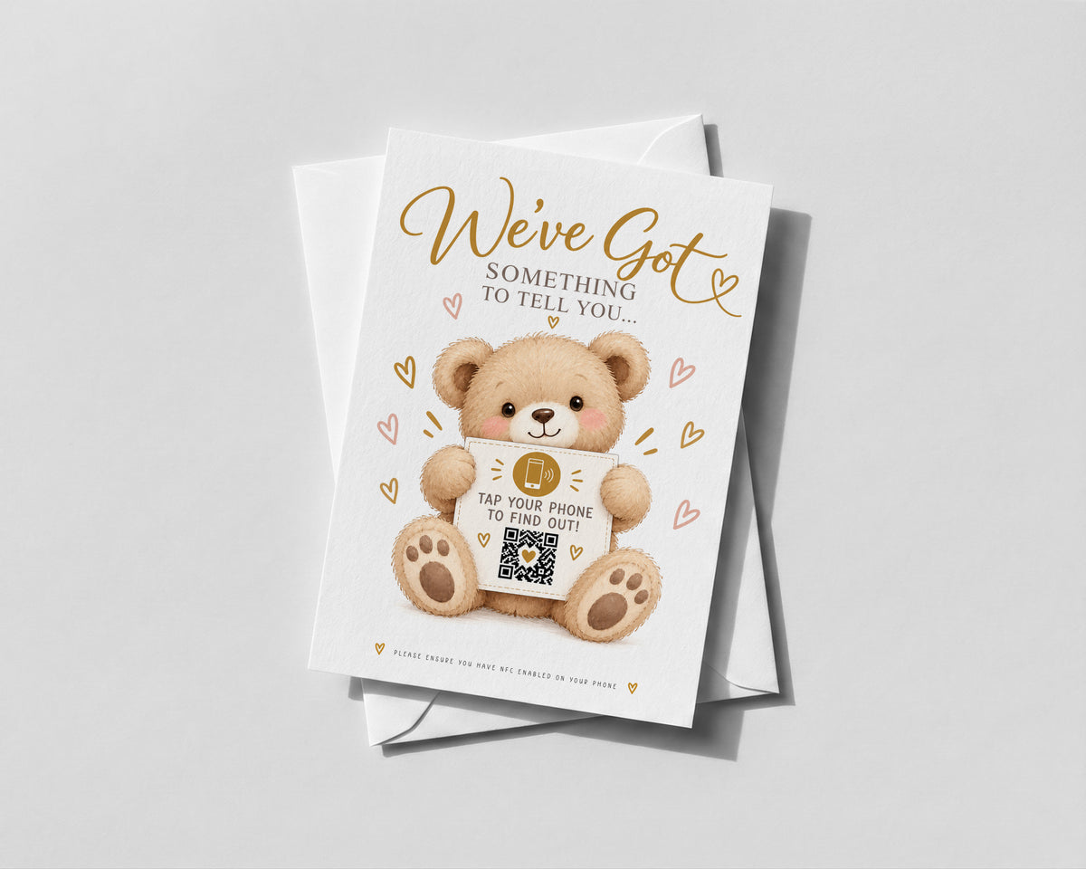 Personalised NFC Pregnancy Reveal Card Tap to Reveal Baby Announcement QR Scan