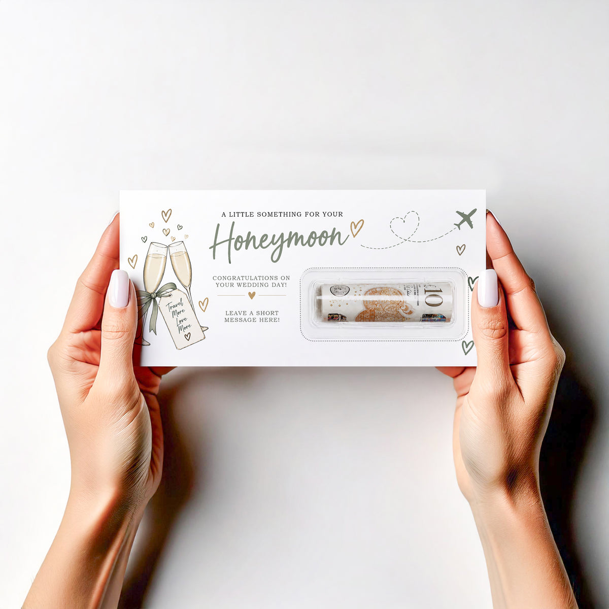 Personalised Wedding Honeymoon Money Holder Card Cash Gift Newlyweds Travel Gift