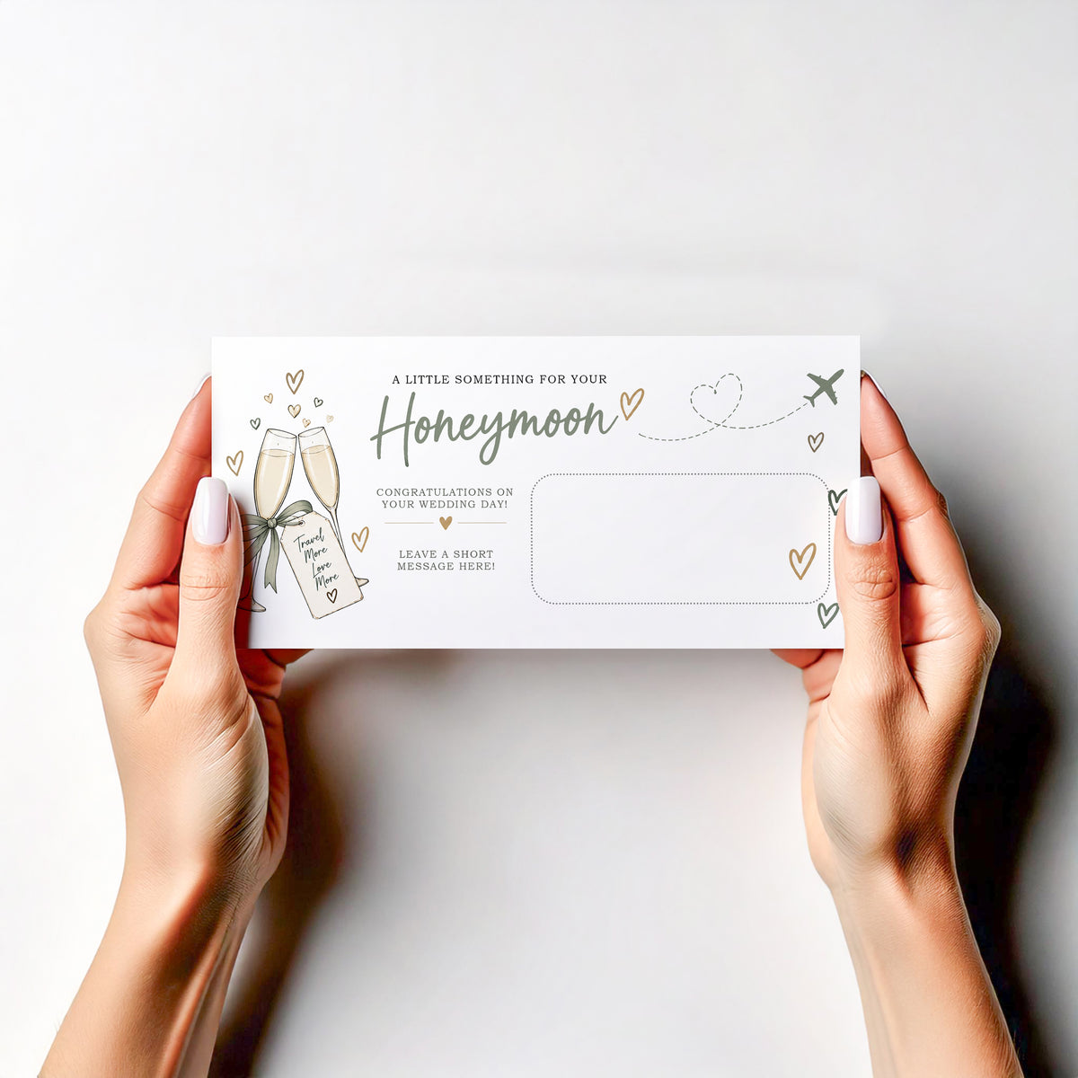Personalised Wedding Honeymoon Money Holder Card Cash Gift Newlyweds Travel Gift