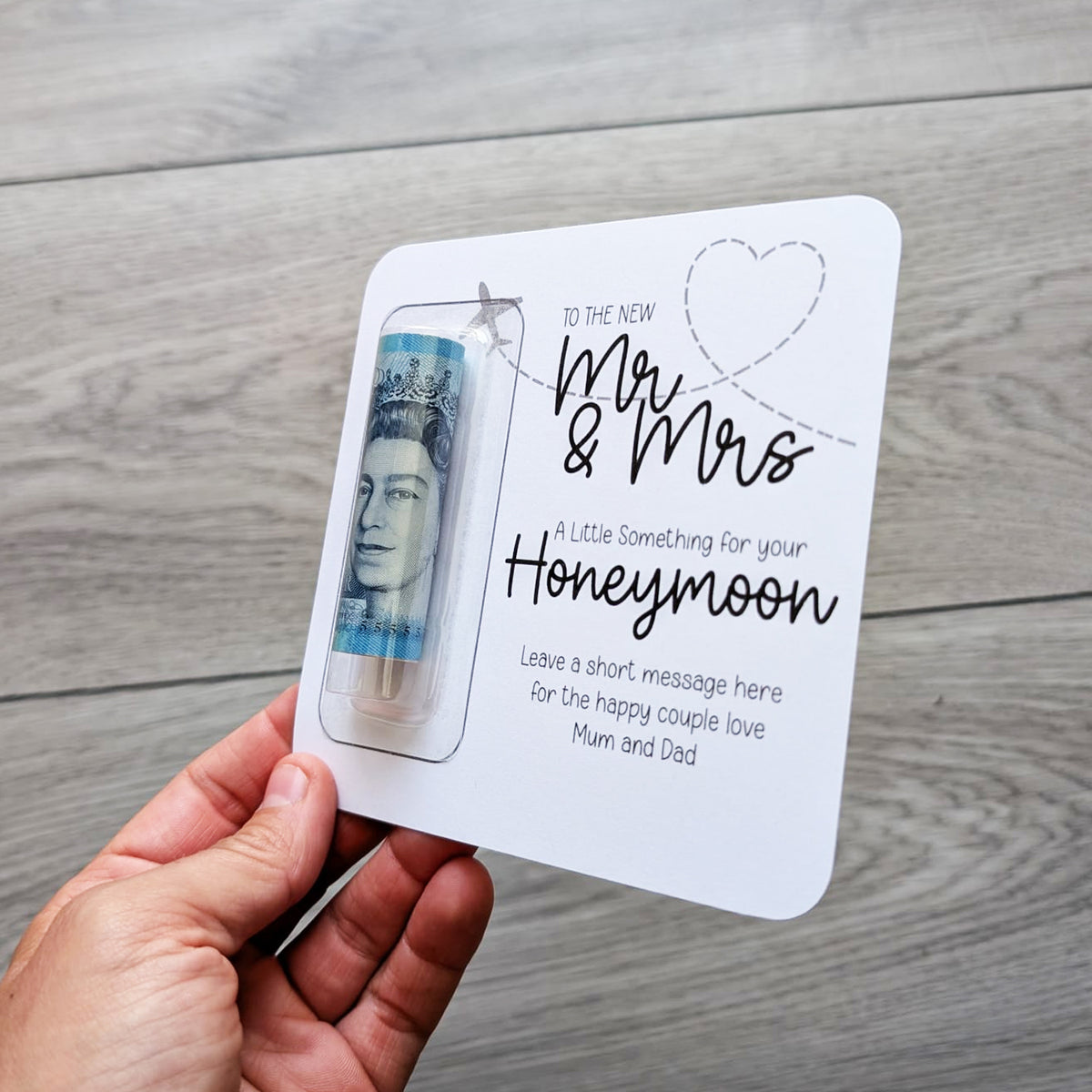 Personalised Mr & Mrs Honeymoon Money Gift Card Wallet • Wedding Keepsake Envelope