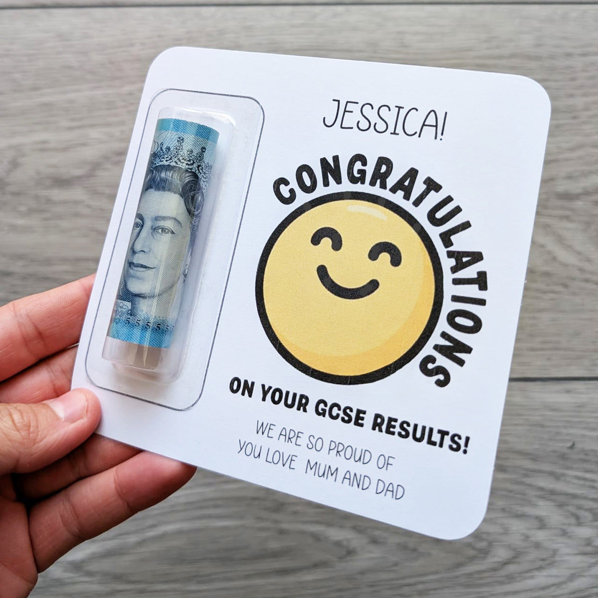 Personalised GCSE Results Money Gift Card β’ Exam Congratulations Gift Wallet