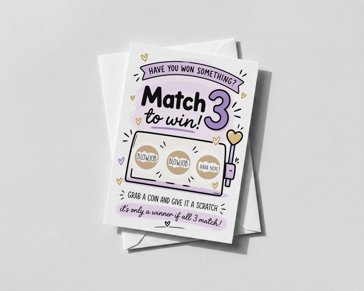 Cheeky Match 3 Scratch Off Card Funny Adult Birthday Anniversary Surprise Gift