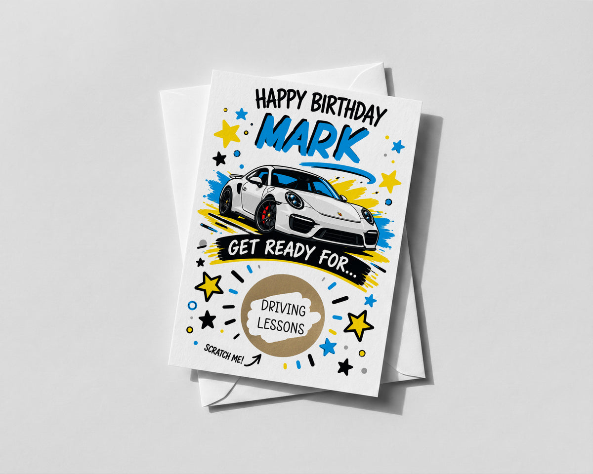 Personalised Driving Lessons Birthday Scratch Off Card 17th Learner Driver Gift