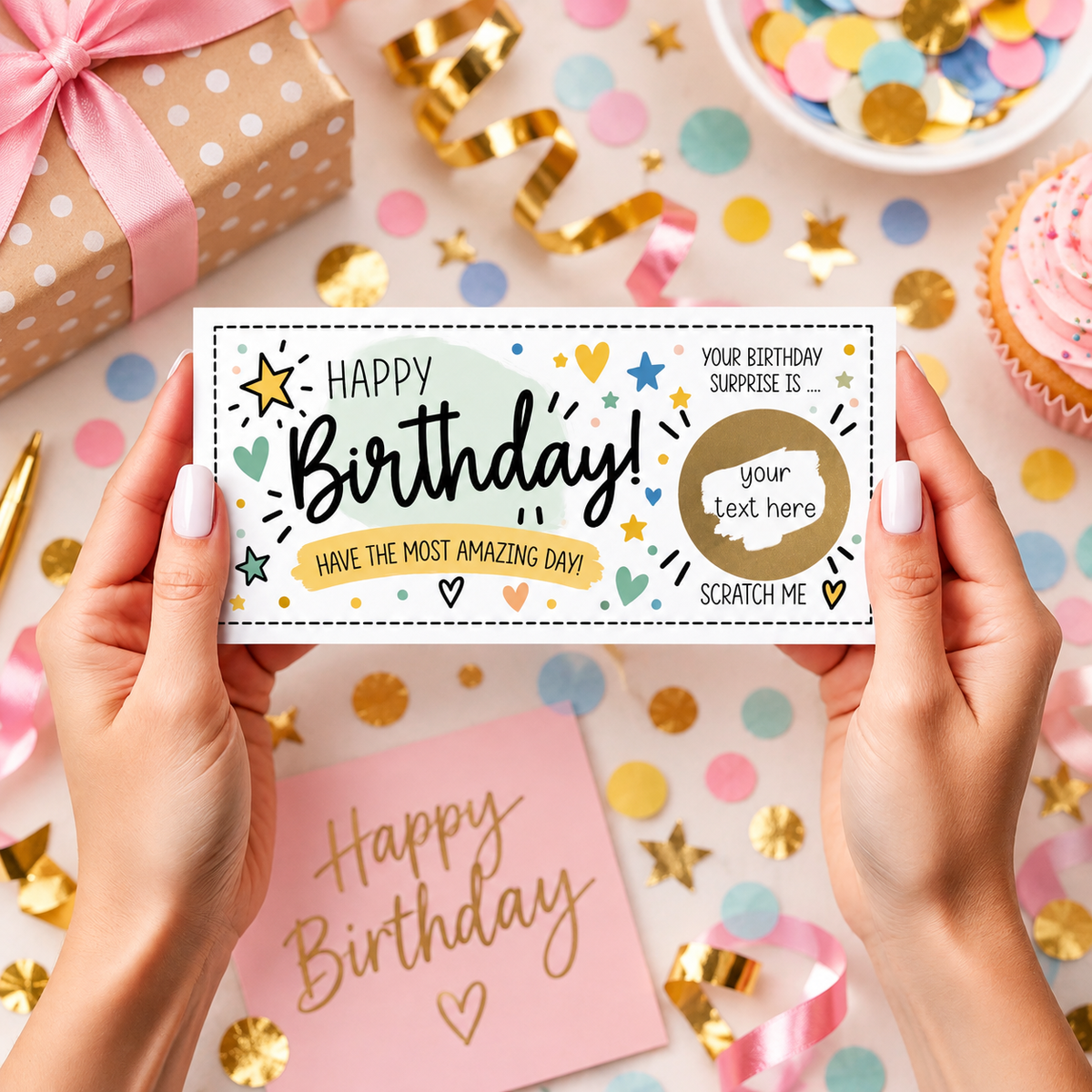 Personalised Birthday Scratch Off Card Surprise Gift Experience Reveal Secret Message