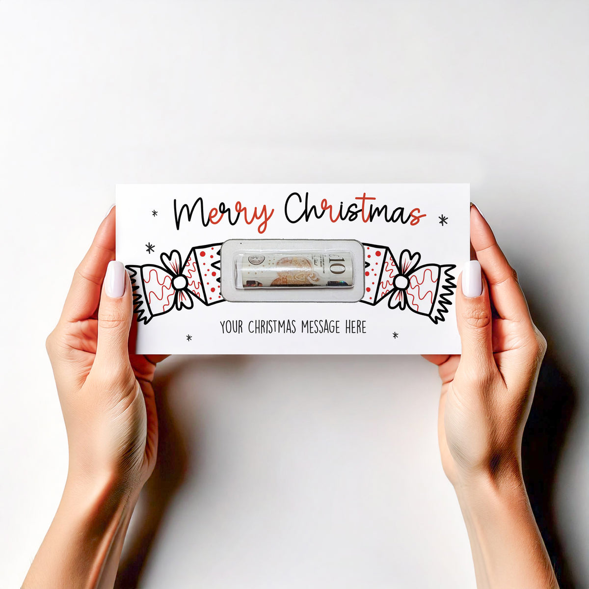 Personalised Christmas Money Wallet Card β Festive Gift Holder β’ Merry Christmas Cracker Design