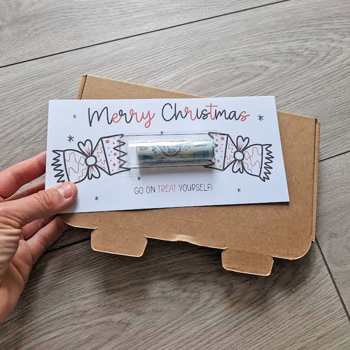 Personalised Christmas Money Wallet Card β Festive Gift Holder β’ Merry Christmas Cracker Design
