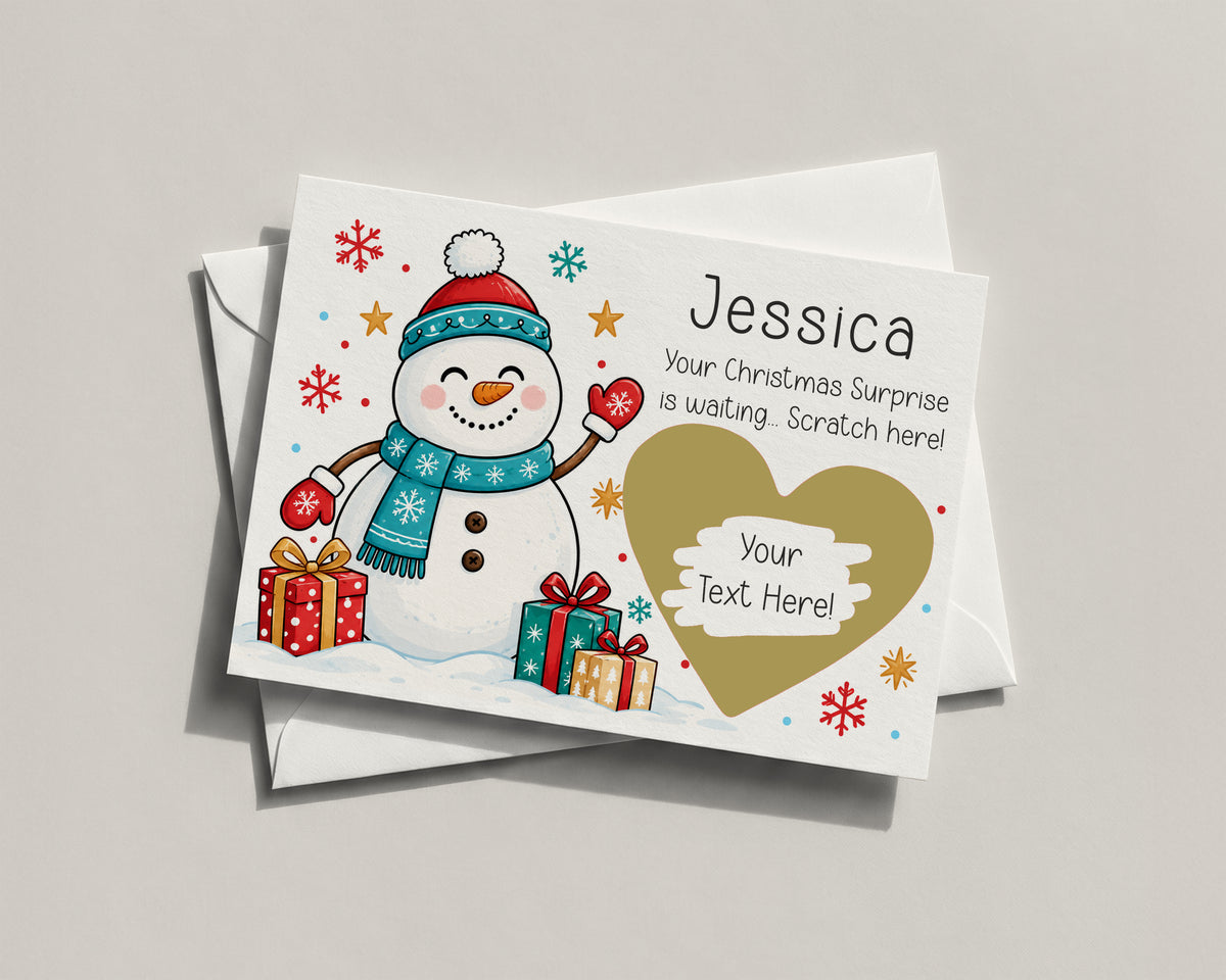 Personalised Kids Christmas Scratch Off Card Surprise Gift Holiday Ticket Reveal