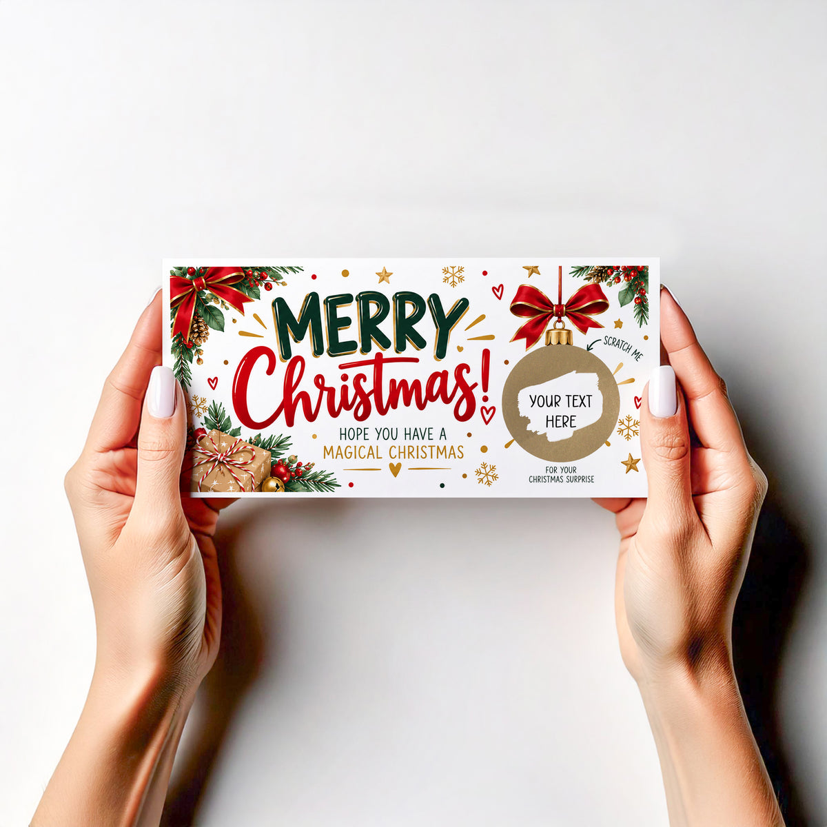 Personalised Christmas Scratch Off Reveal Card Surprise Gift Experience Tickets Holiday