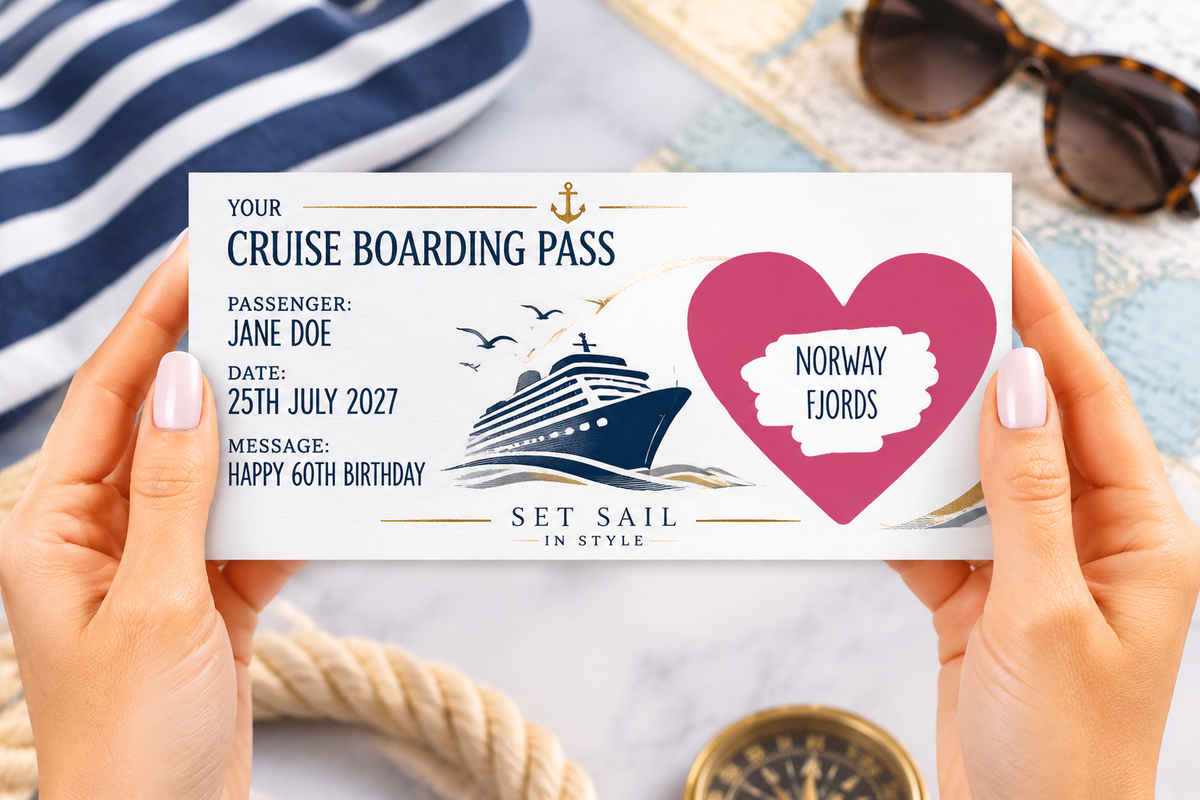 Personalised Cruise Reveal Scratch Off Card Boarding Pass Surprise Holiday Gift