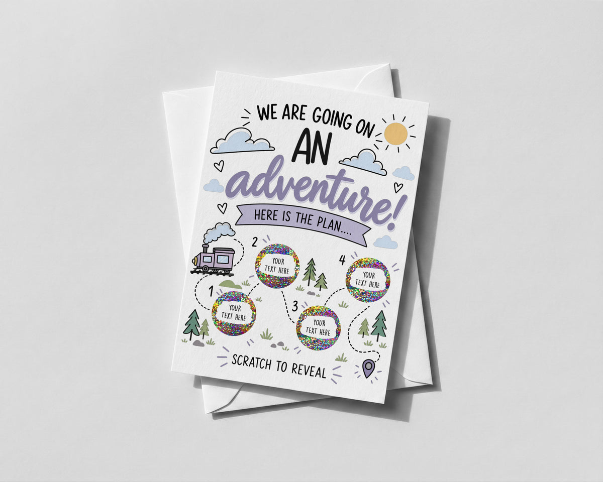 Personalised Train Adventure Scratch Off Card Surprise Trip Holiday Itinerary Reveal
