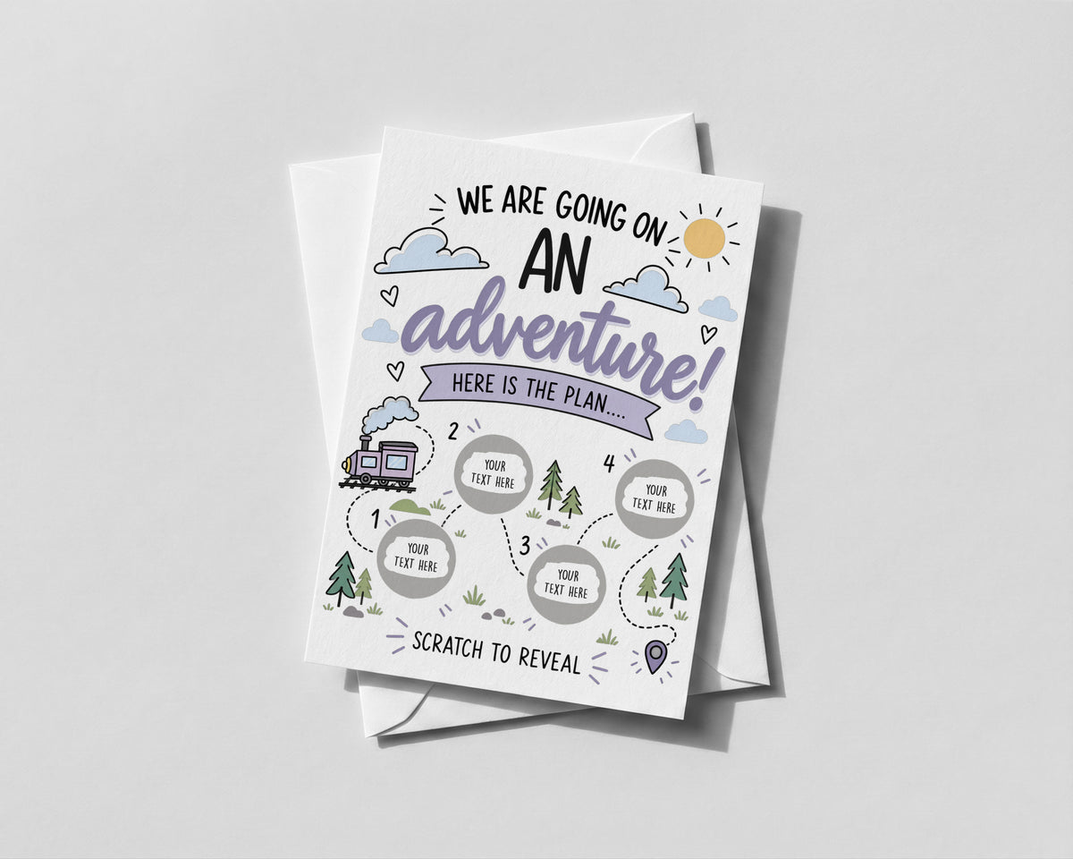 Personalised Train Adventure Scratch Off Card Surprise Trip Holiday Itinerary Reveal