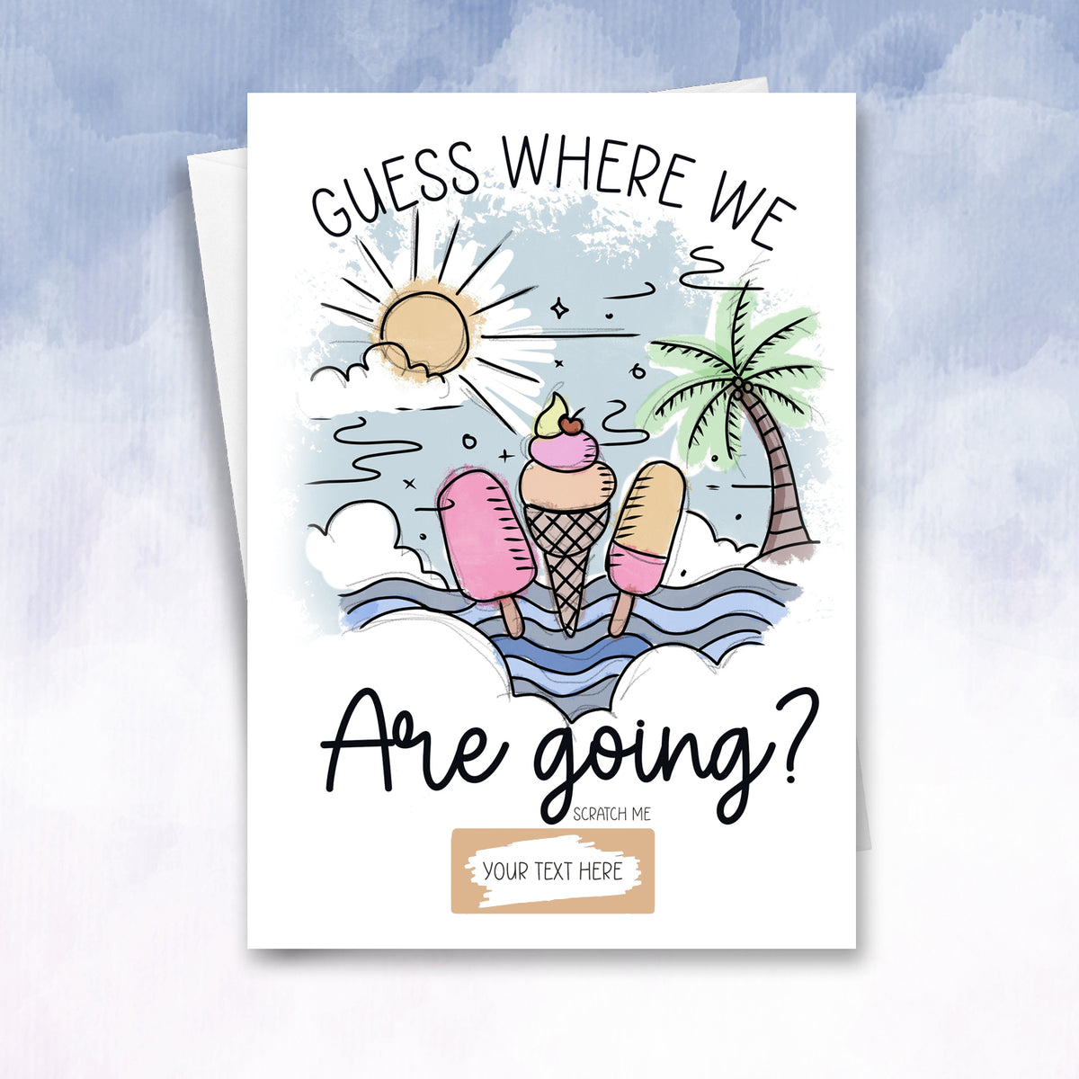 Personalised Holiday Reveal Card – Surprise Trip Announcement, Scratch‑Off Gift Reveal