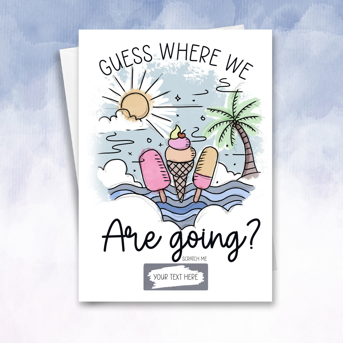 Personalised Holiday Reveal Card – Surprise Trip Announcement, Scratch‑Off Gift Reveal