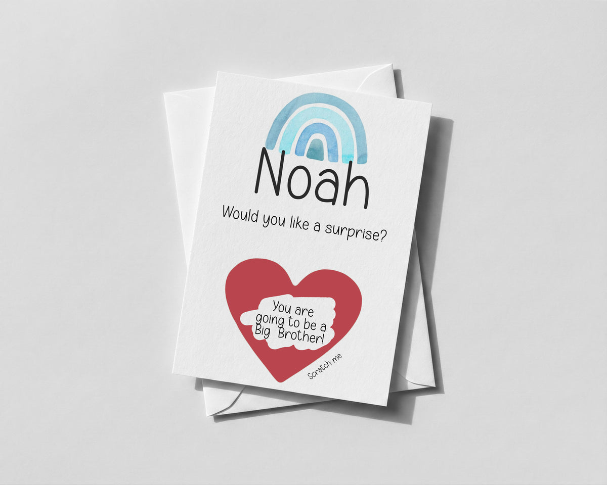 Personalised Big Brother Scratch‑Off Reveal Card | Surprise Announcement | Sibling Reveal