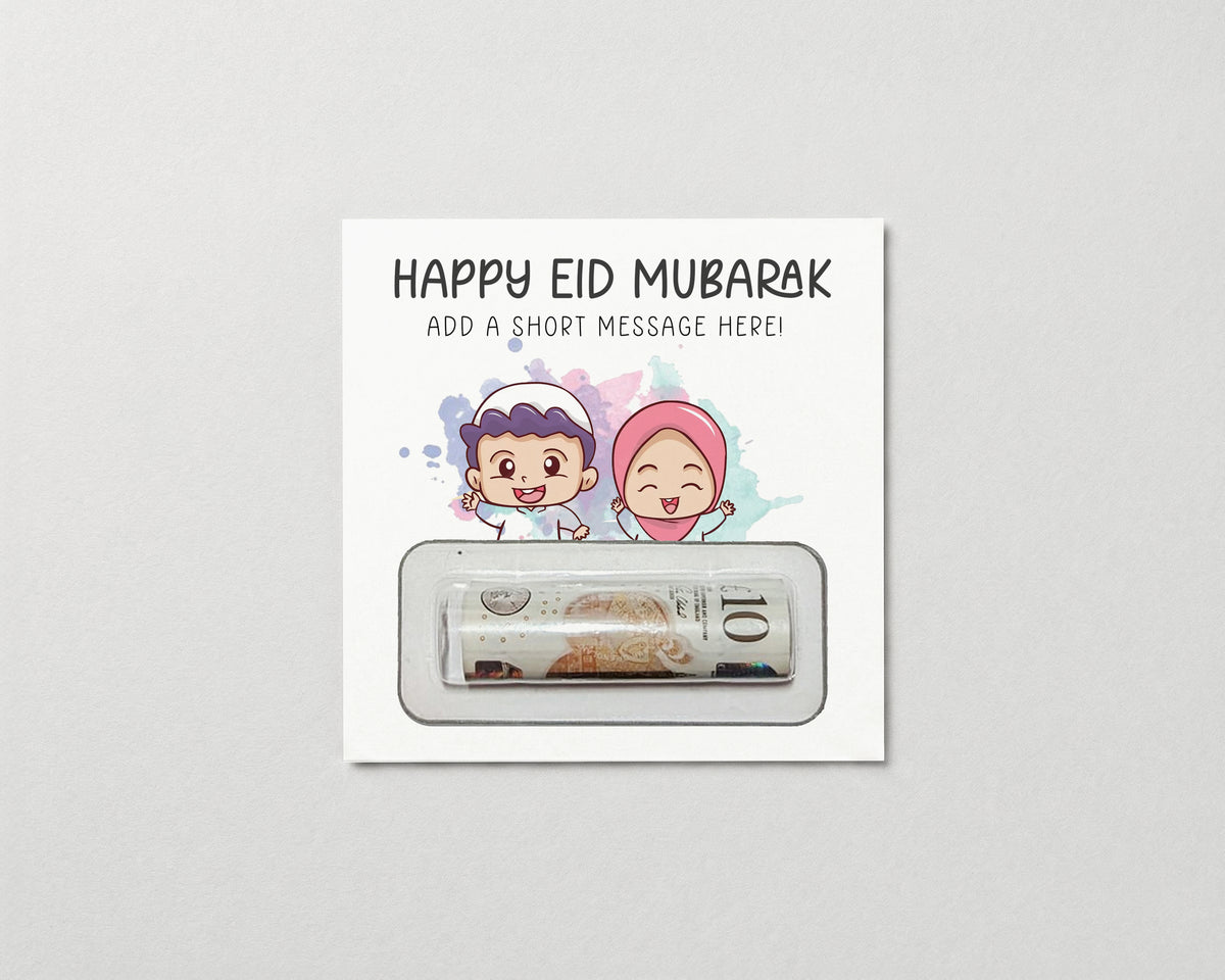 Personalised Eid Mubarak Kids Money Card Wallet β Islamic Gift β’ Cash Envelope β’ Religious Present