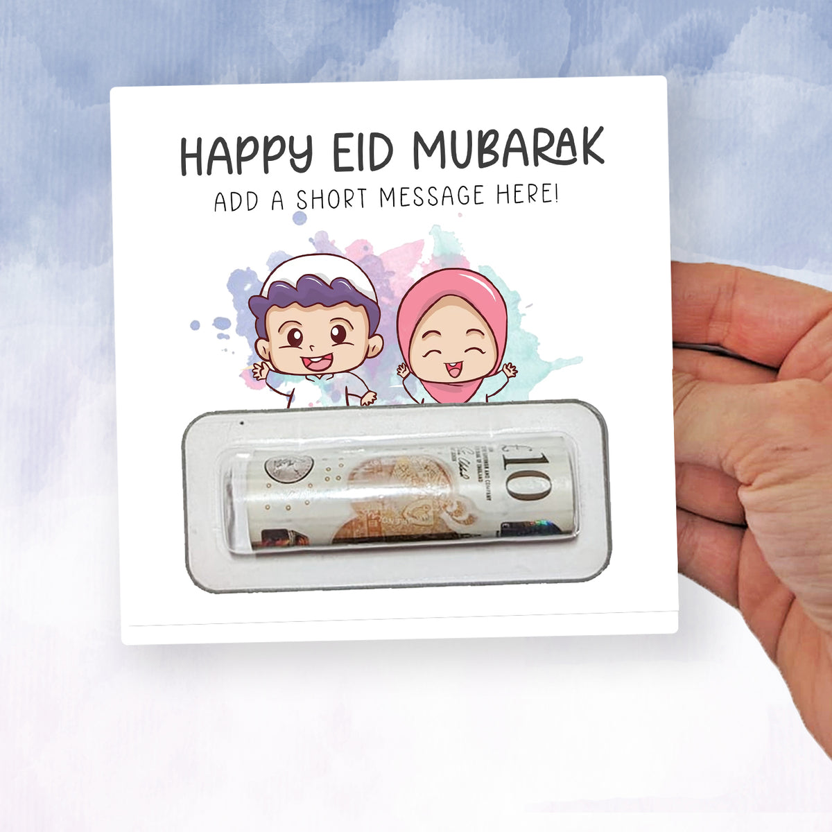 Personalised Eid Mubarak Kids Money Card Wallet β Islamic Gift β’ Cash Envelope β’ Religious Present