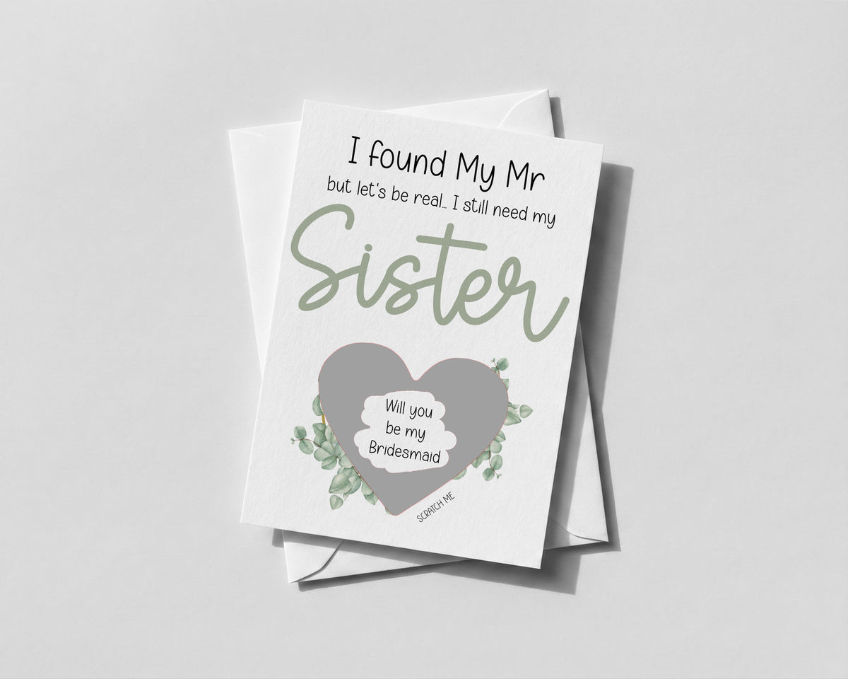 Personalised Bridesmaid Scratch-Off Proposal – Maid of Honour & Sister Reveal Card