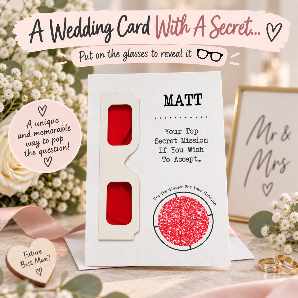 Personalised Best Man Proposal Card • Secret Message Reveal Glasses • Wedding Invite
