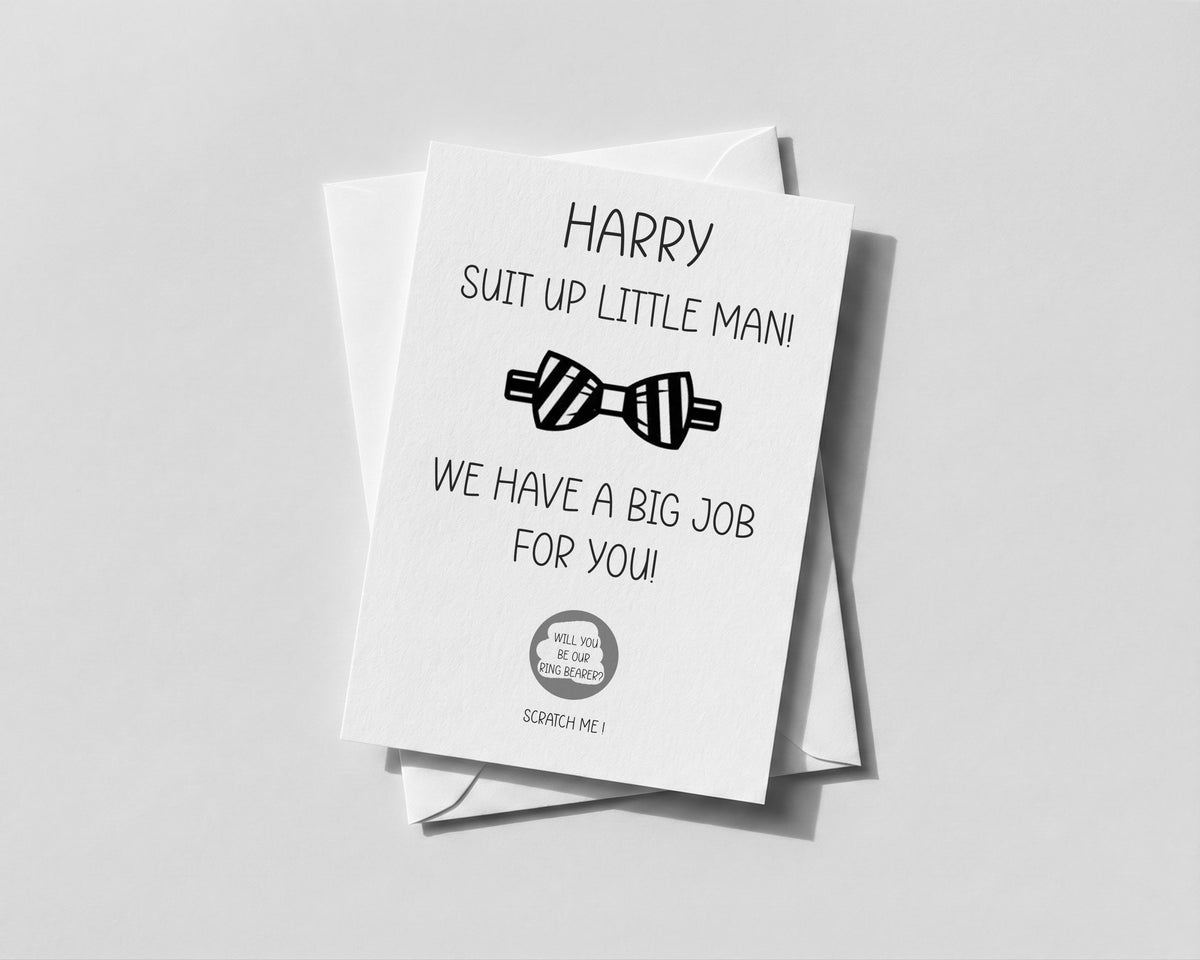 Personalised Ring Bearer Proposal Scratch Card Will You Be My mini best man