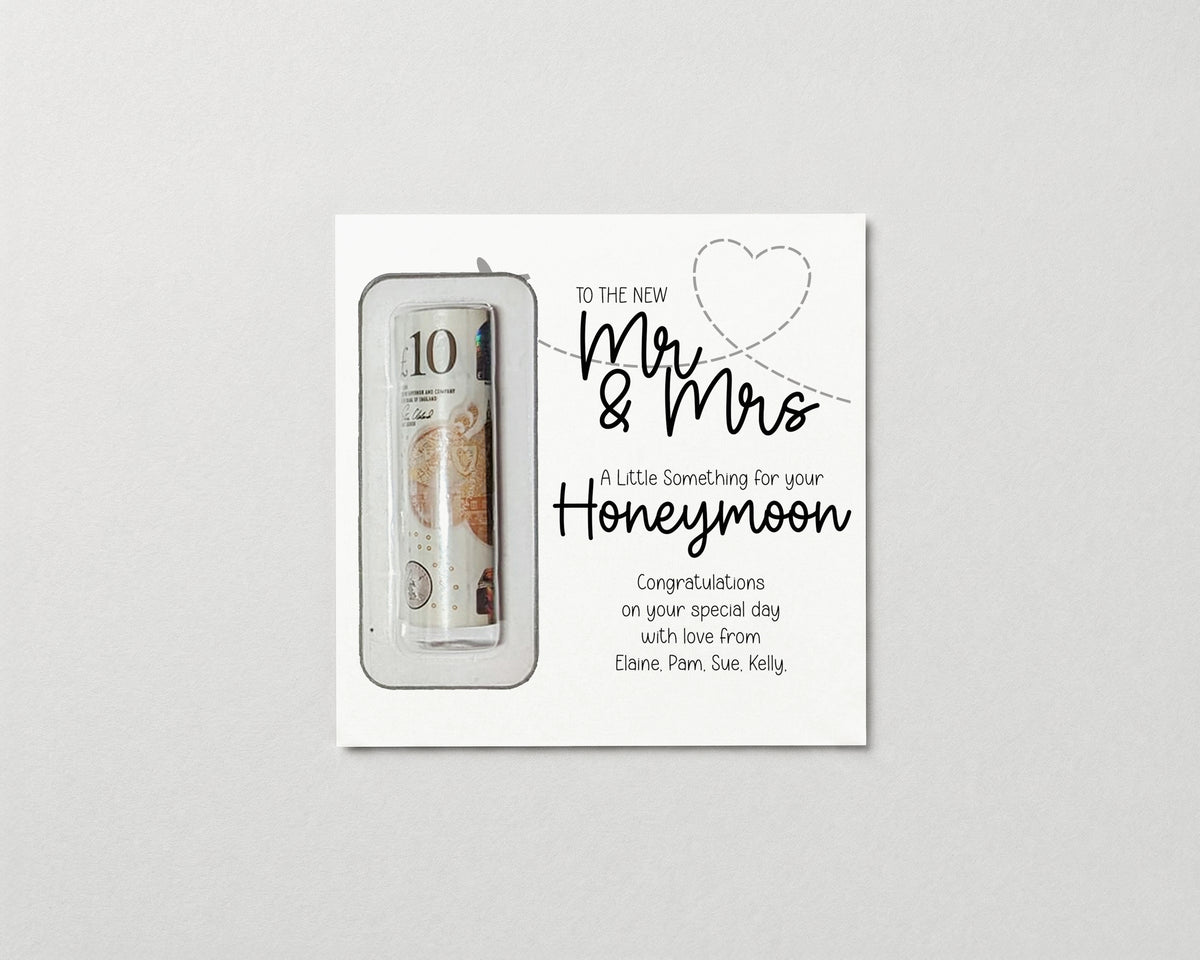 Personalised Mr & Mrs Honeymoon Money Gift Card Wallet • Wedding Keepsake Envelope