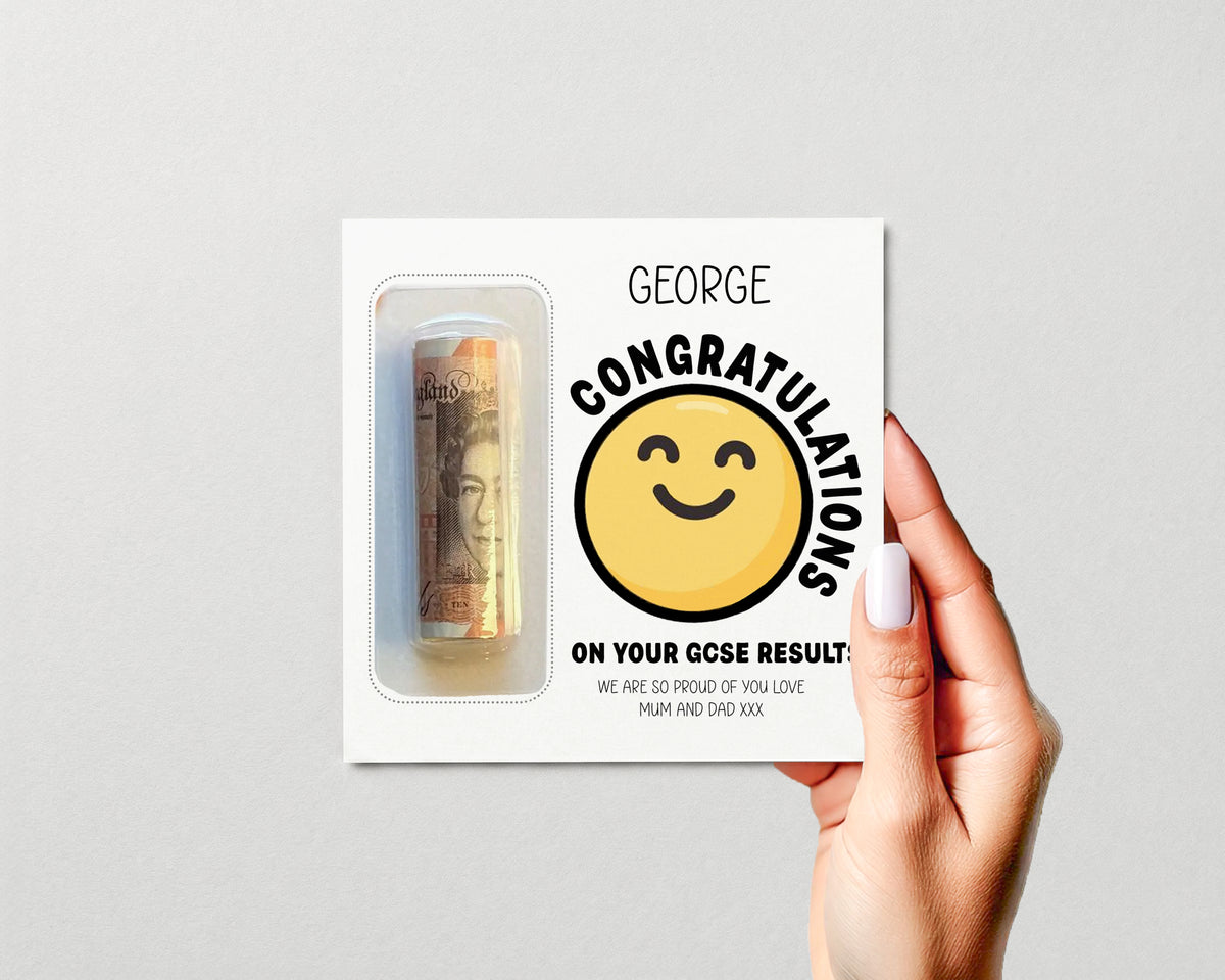 Personalised GCSE Results Money Gift Card β’ Exam Congratulations Gift Wallet