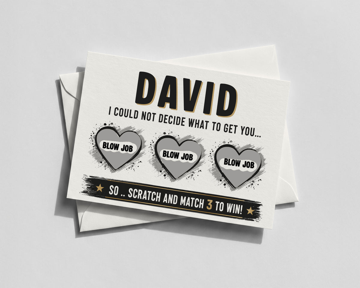 Personalised Naughty Scratch Off Card, Funny Birthday Card for Him, Boyfriend Husband Gift, Cheeky Adult Birthday Surprise