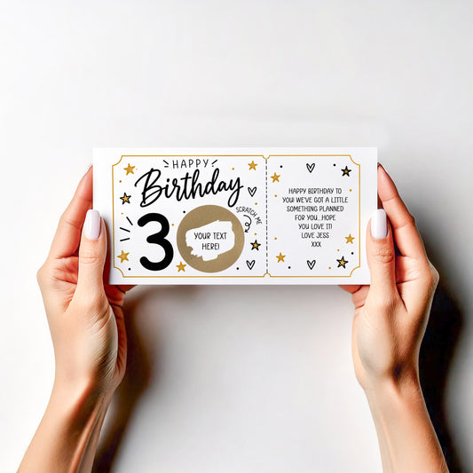 Personalised Milestone Birthday Scratch Off Card Surprise Gift Reveal 30th 40th 50th