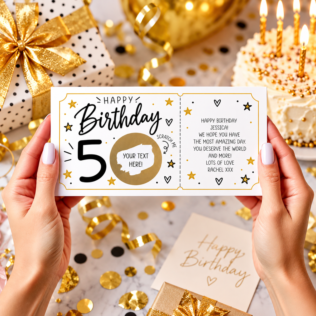 Personalised Milestone Birthday Scratch Off Card Surprise Gift Reveal 30th 40th 50th