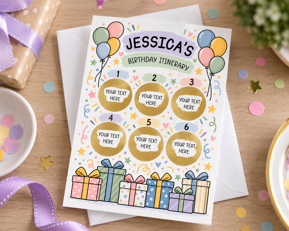 Personalised Birthday Itinerary Scratch Off Card Surprise Trip Weekend Experience Gift