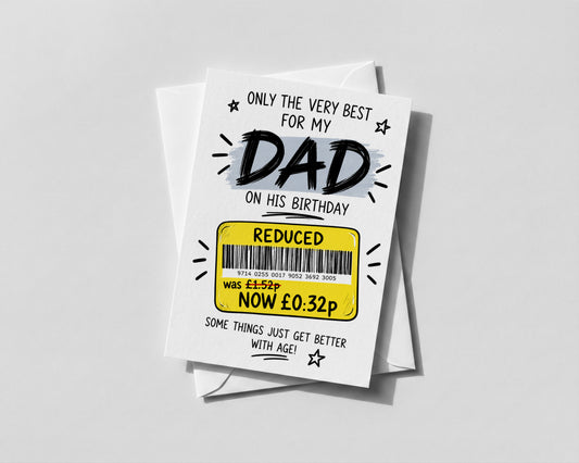 Funny Dad Birthday Card from Son Daughter Reduced Price Joke Humour Card for Him