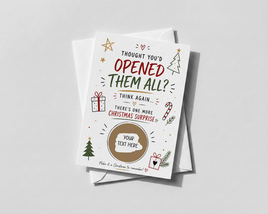 Personalised Christmas Scratch Off Card Surprise Gift Reveal Holiday Tickets