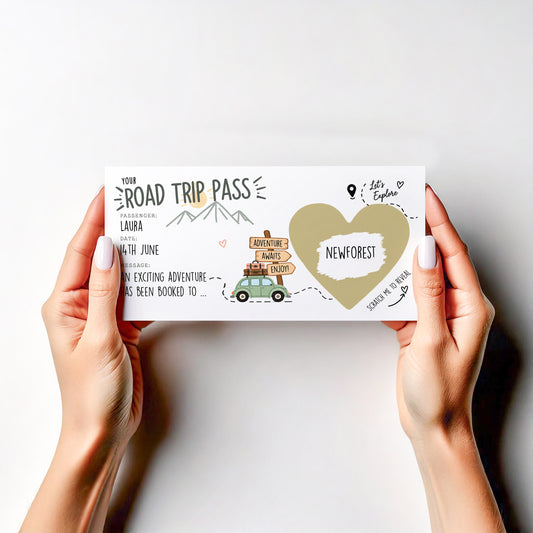 Personalised Road Trip Reveal Scratch Off Card Surprise Holiday Adventure Gift