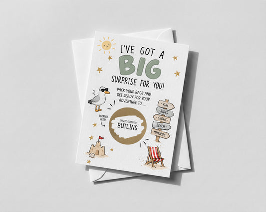 Kids Holiday Reveal Scratch Card Beach Blackpool Trip Surprise Card