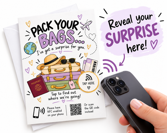 Personalised Holiday Reveal NFC Card Surprise Trip Gift Tap QR Code Travel Card