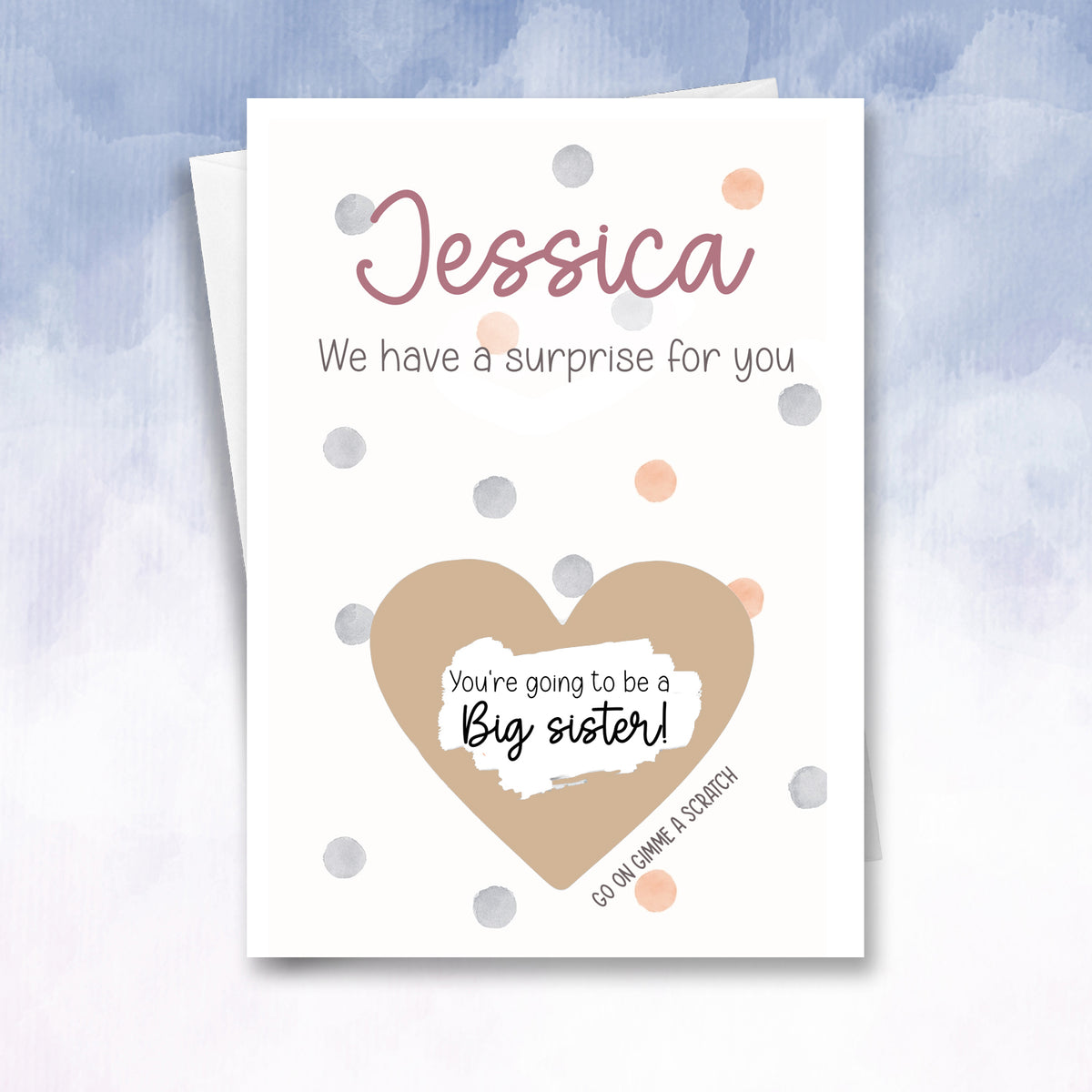 Personalised Big Sister Scratch Card – Pregnancy Reveal Announcement for Children