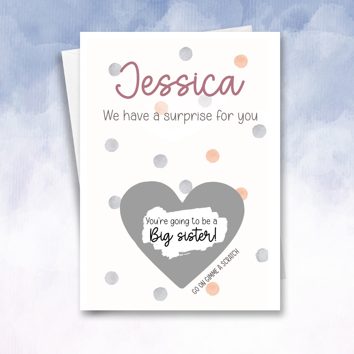 Personalised Big Sister Scratch Card – Pregnancy Reveal Announcement for Children