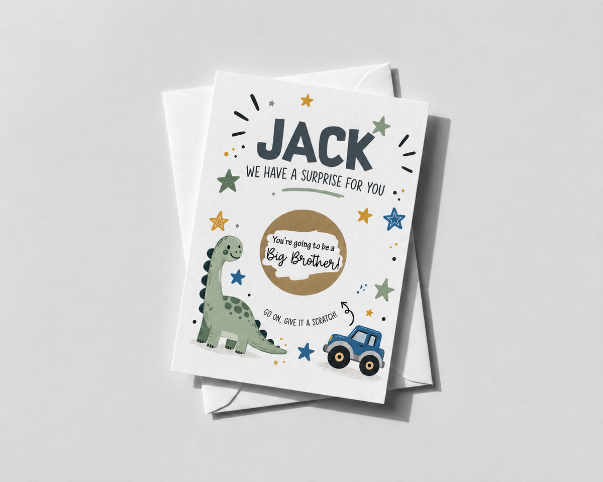 Personalised Big Brother Pregnancy Announcement Scratch Off Card New Baby Reveal Boy