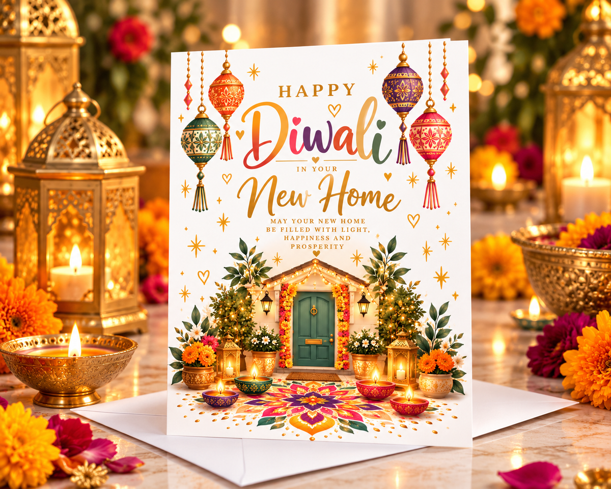 First Diwali in Your New Home Card Happy Diwali Housewarming Greeting Card