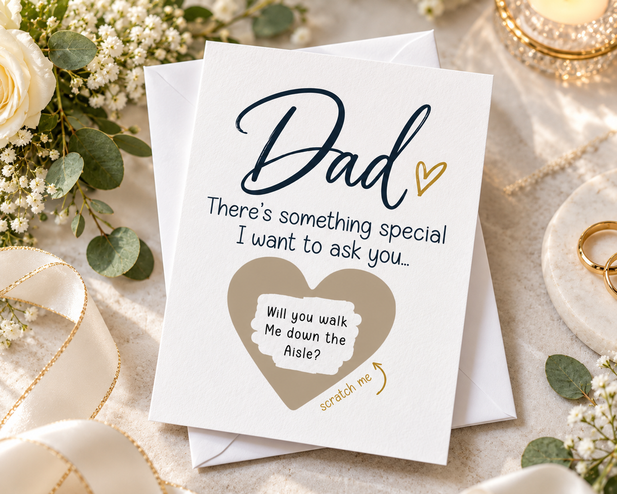 Dad Walk Me Down The Aisle Scratch Card Father Of Bride Wedding Gift Proposal