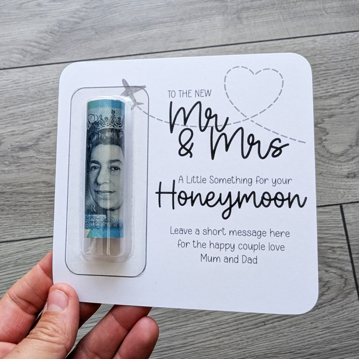 Personalised Mr & Mrs Honeymoon Money Gift Card Wallet • Wedding Keepsake Envelope