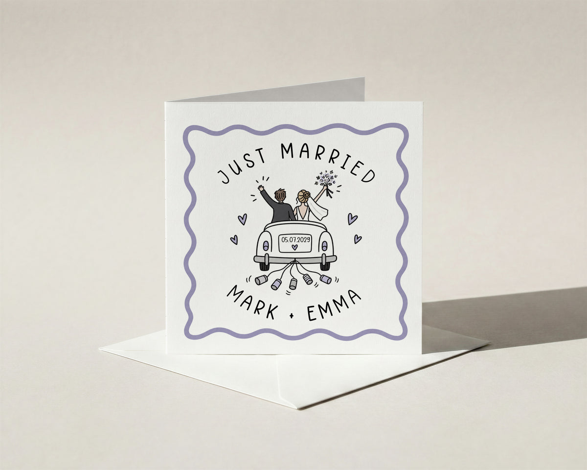 Personalised Just Married Wedding Card Couple Names Date Newlywed Bride Groom Gift