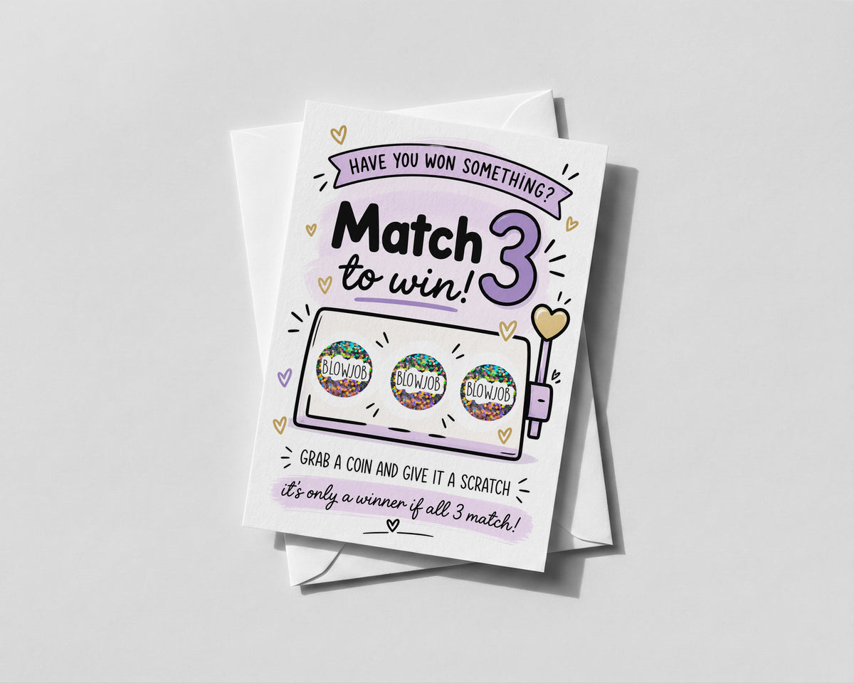 Cheeky Match 3 Scratch Off Card Funny Adult Birthday Anniversary Surprise Gift