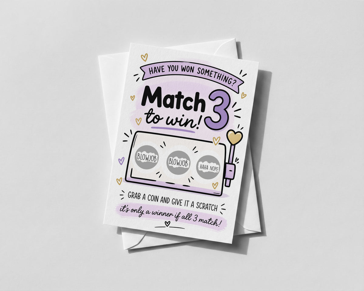 Cheeky Match 3 Scratch Off Card Funny Adult Birthday Anniversary Surprise Gift