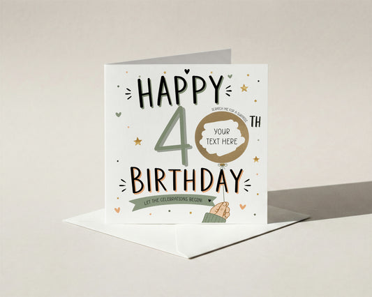 Personalised 40th Birthday Scratch-Off Card Milestone Surprise Gift Reveal