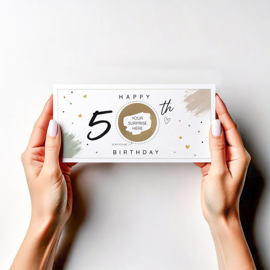 Personalised 50th Birthday Scratch Off Card, Surprise Gift Reveal , Experience Holiday Ticket Reveal