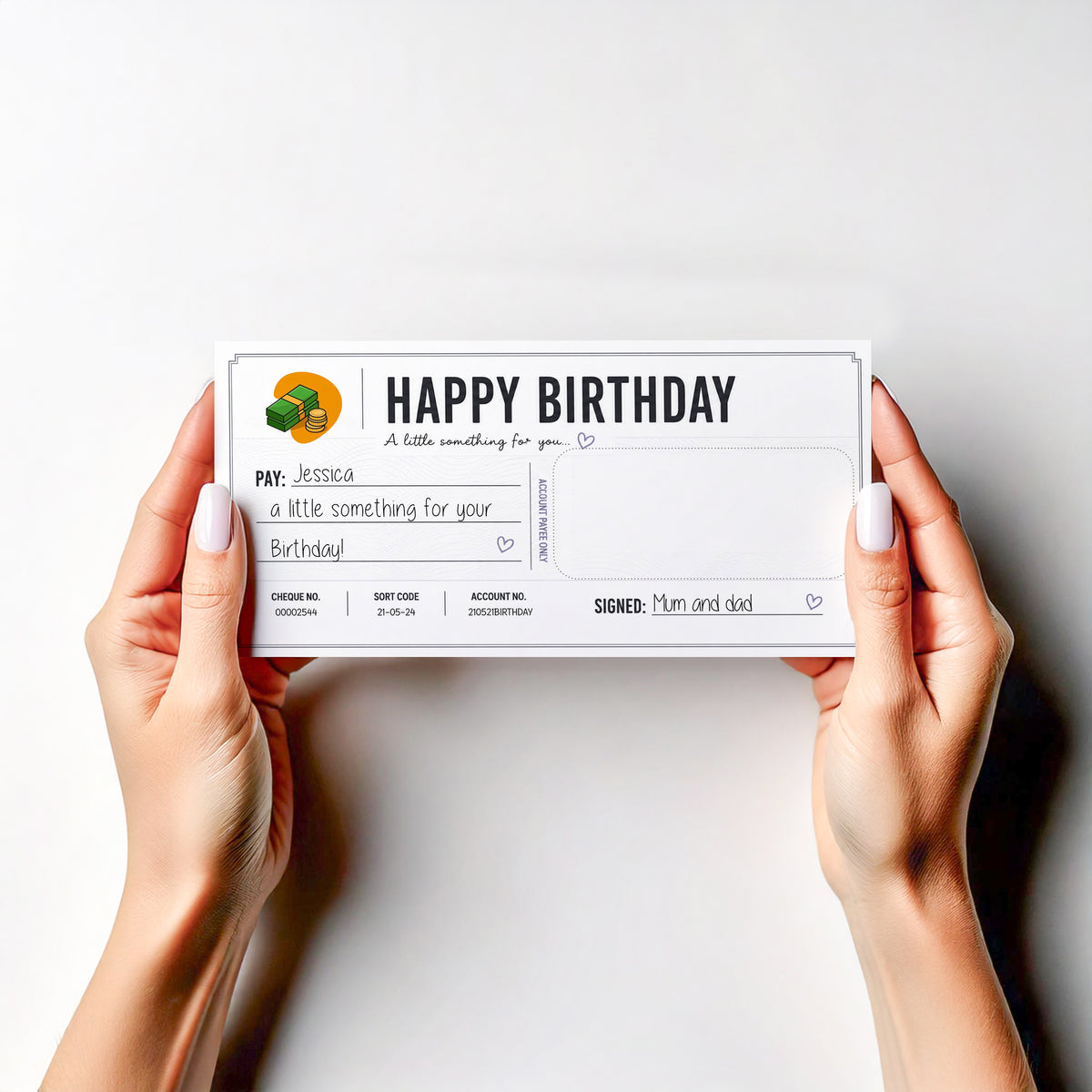 Personalised Birthday Money Holder Card Cash Gift Wallet Cheque Money Gift Him Her